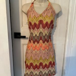 Judith March Small crochet halter sun dress S